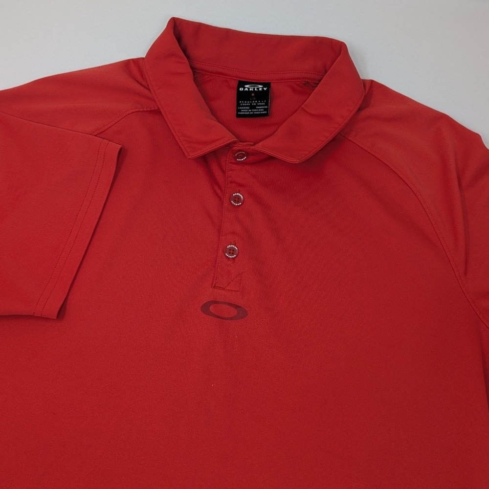 Oakley Mens‎ Red Short Sleeve Regular Fit Performance Golf Polo Shirt Large